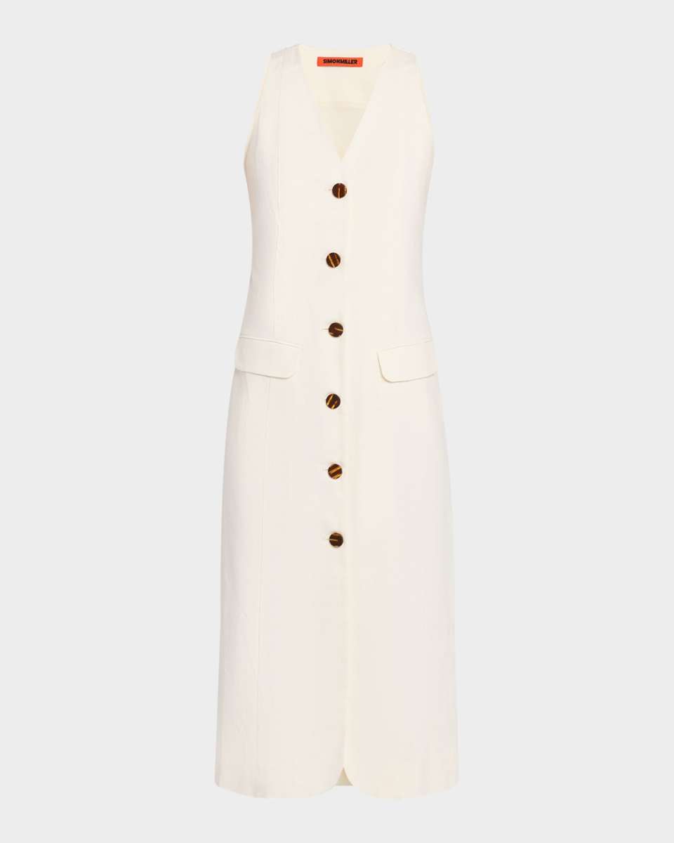 Zapata Linen-Blend Midi Dress